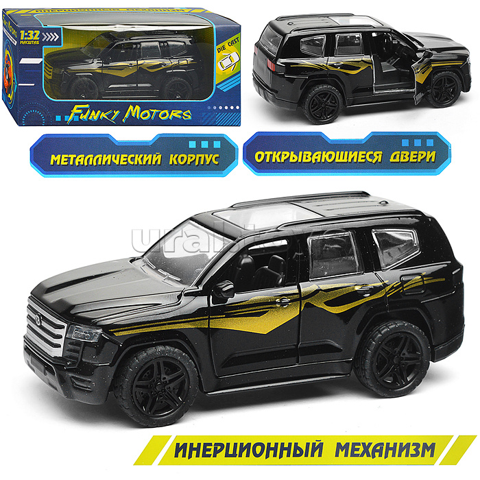 Чёрная инерционная машинка с люком die-cast, 1:32, открывающиеся двери Чёрная инерционная машинка с люком die-cast, 1:32, открывающиеся двери