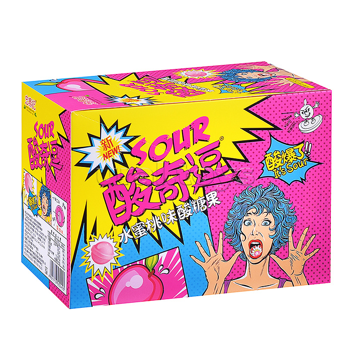 Леденцы кислые Sour Candy Mini 26 г, в пластиковом пакете с подвесом, персик