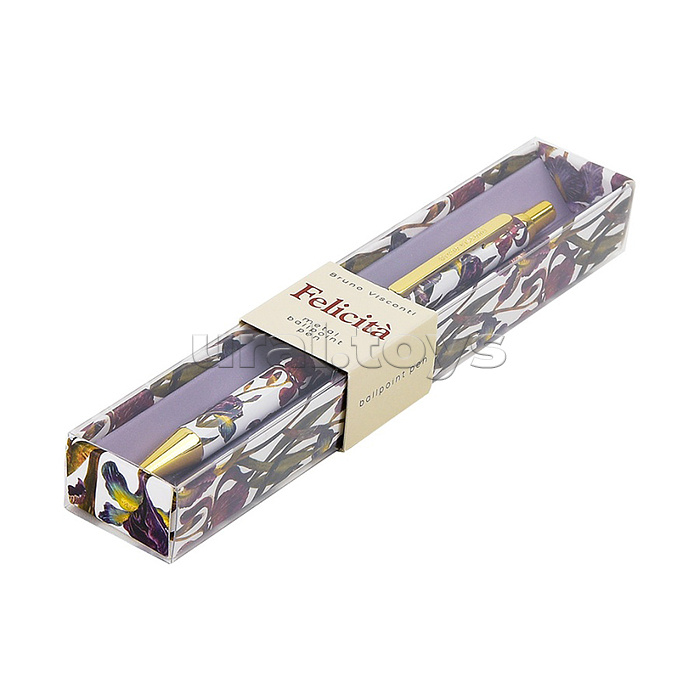 Ручка металлическая "Flora. Ирисы" шариковая, 0,7 мм, синяя, в подарочной упаковке