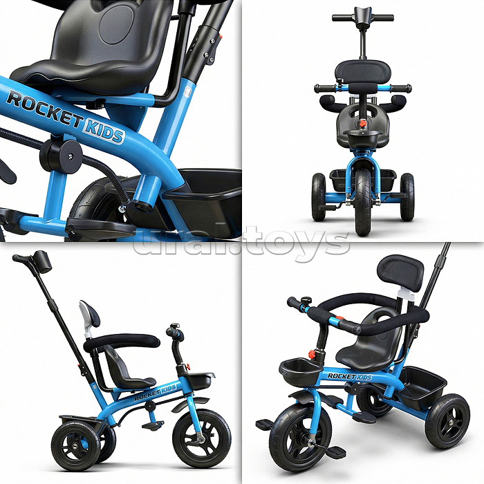 Велосипед трехколесный Rocket 188NEW-BL, колеса EVA 10"/8", цвет голубой