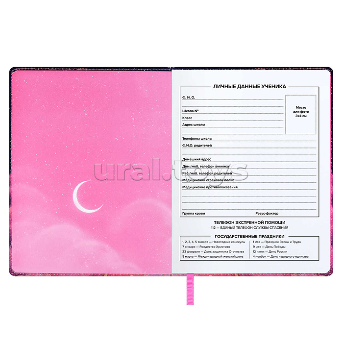 Дневник 1-11кл. "Кошка-принцесса" кожзам. А5+; твёрдый переплёт с поролоном