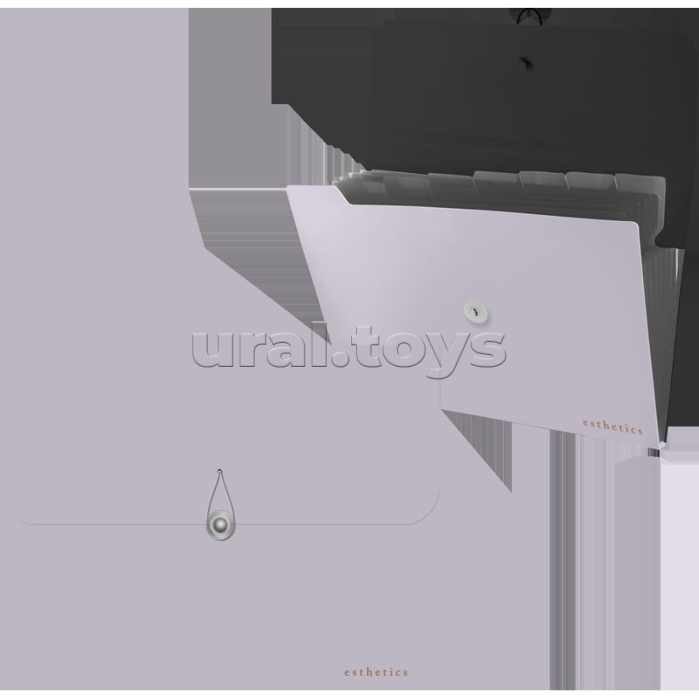 Папка с резинкой с 8-ю отделениями "Esthetics" A4 (328x235x16 мм) полипропилен 700 мкм, фактура "soft-touch" черные разделители 160 мкм, индивидуальная упаковка, непрозрачная лавандово-пепельная