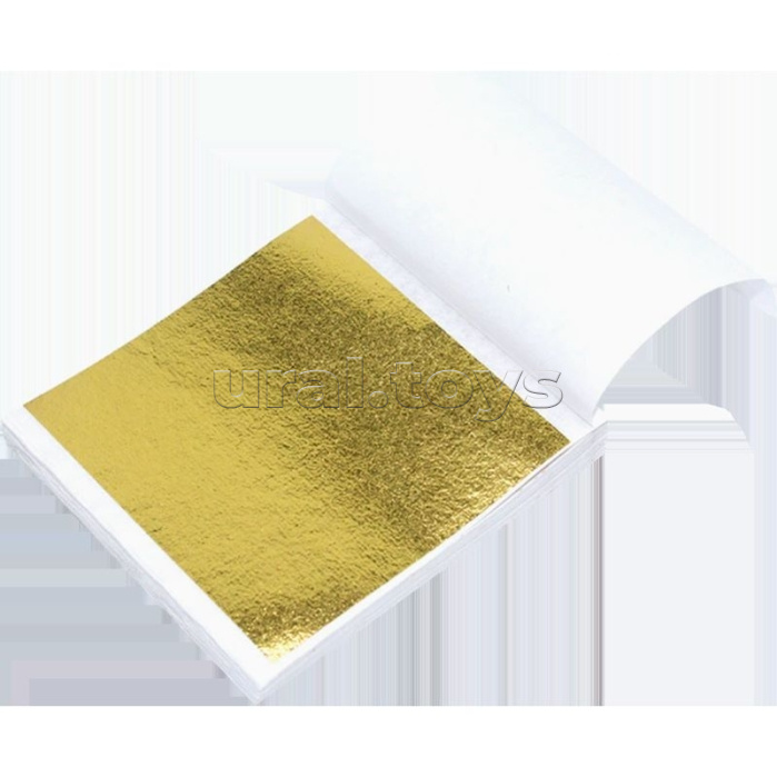 Поталь листовая "Hobby Creative" А7 (80x85 мм) 100 л, плотность бумаги для основы 55 г/м², пластиковый пакет, золотистая