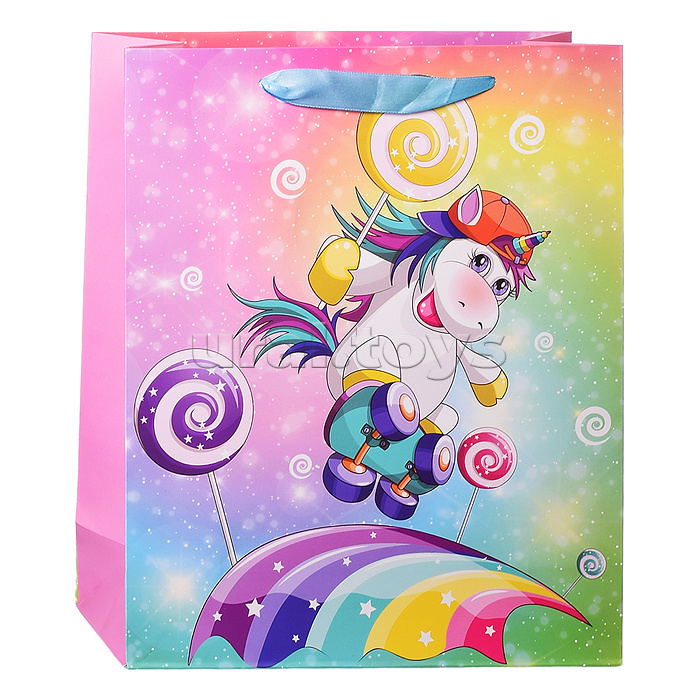 Пакет подарочный "Окрыленный единорог" 26х32х10 см
