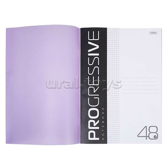 Тетрадь 48л. А4 клетка "Progressive" на скобе пластиковая обложка фиолетовая