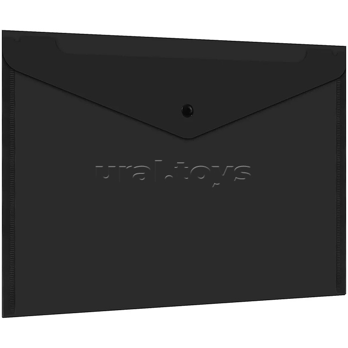 Папка-конверт с кнопкой прозрачная А4 до 100 л, черная, 0,15 мм "Universal"