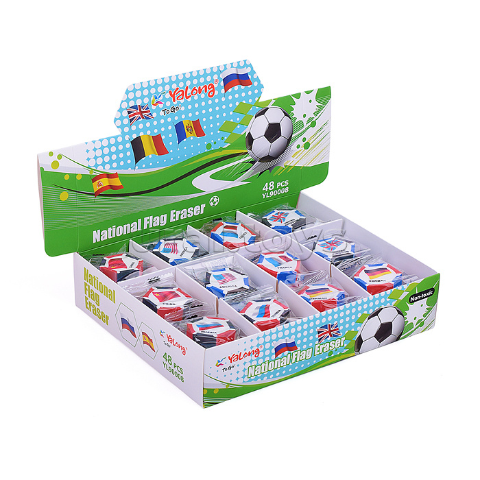 Ластик "Мировой футбол" синтетический каучук, фигурный, цвет ассорти, 40х40х10 мм