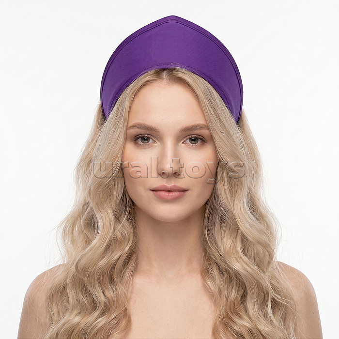 Кокошник-ободок фиолетовый, с регулируемой резинкой, размер – универсальный, материал – полиэстер, пластиковая вставка