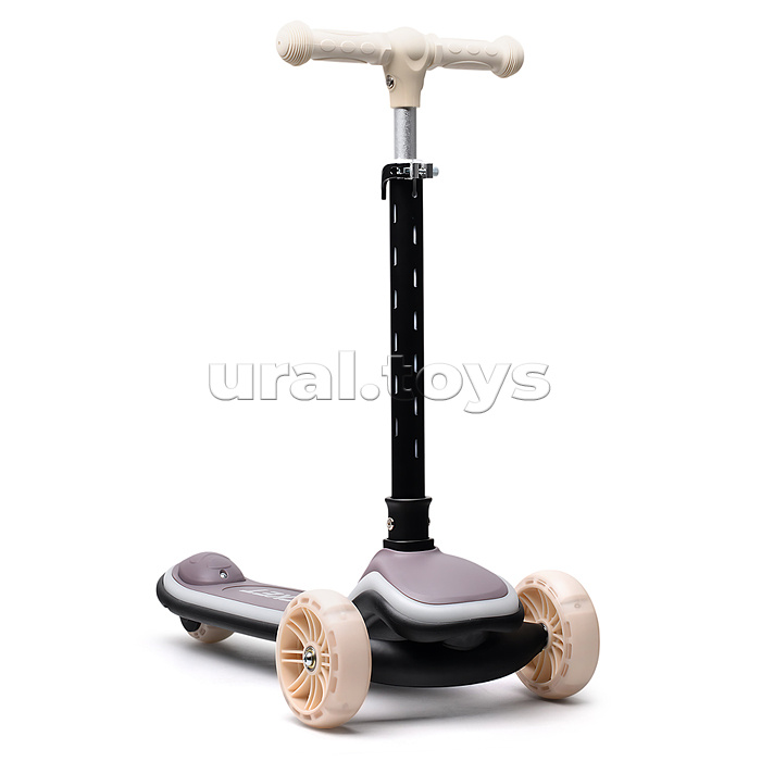 Самокат трёхколёсный ROCKET светящиеся колеса PU, дека, рулевая стойка, цвет серый