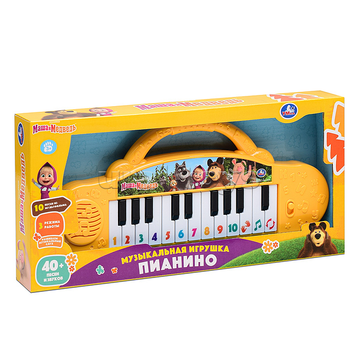 Пианино "Маша и Медведь" (40 песен, стихов и звуков, бат.) в коробке