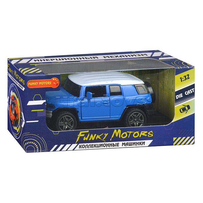 Синяя инерционная машинка Внедорожник  die-cast,1:32, открывающиеся двери