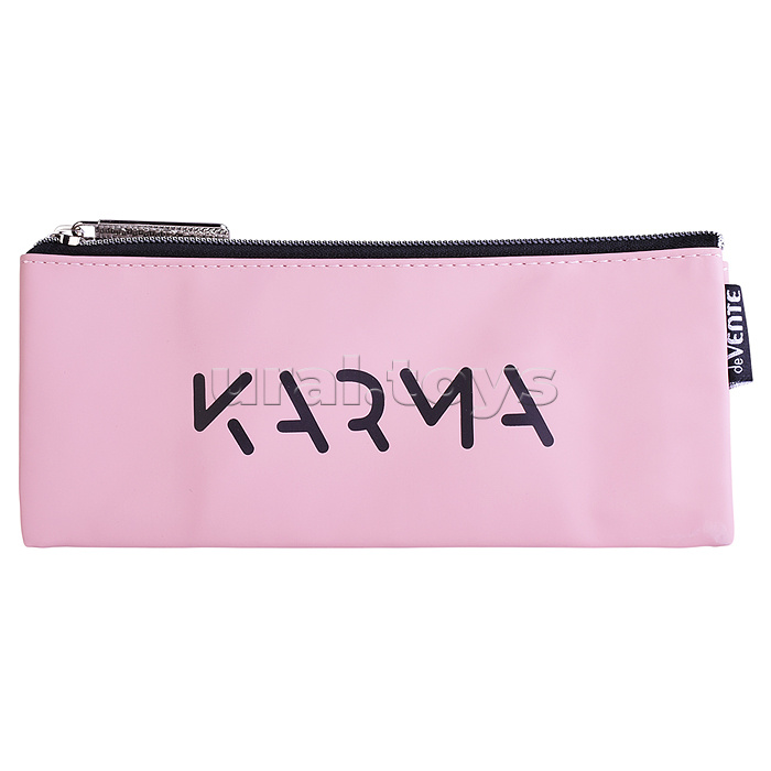 Пенал "Karma" 21,5x9x1 см, плоский для 35 предметов, на молнии, матовая антивандальная искусственная кожа до -40C, аппликация из искусственной кожи, с подкладом