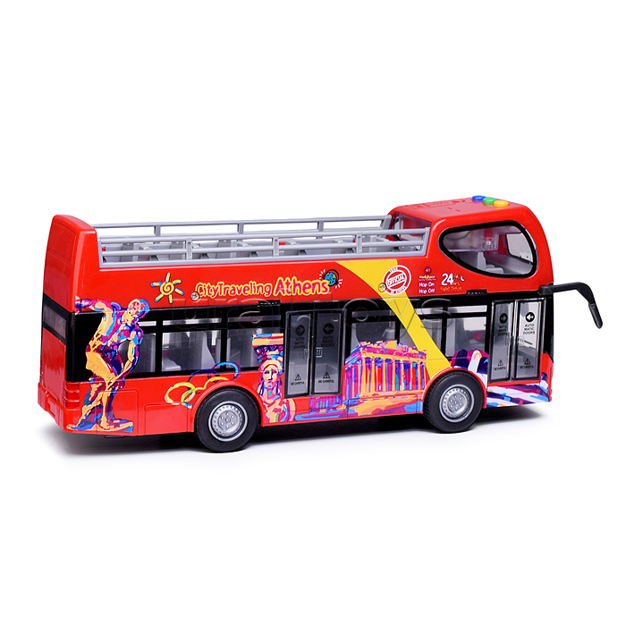 Машина "Автобус туристический" (свет, звук) цвет красный,в коробке