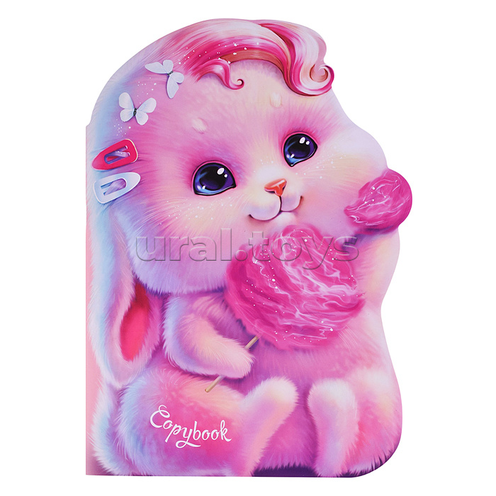 Тетрадь 40л "Зайка сладкая вата" фигурная вырубка, мягкий переплёт (2 скобы).