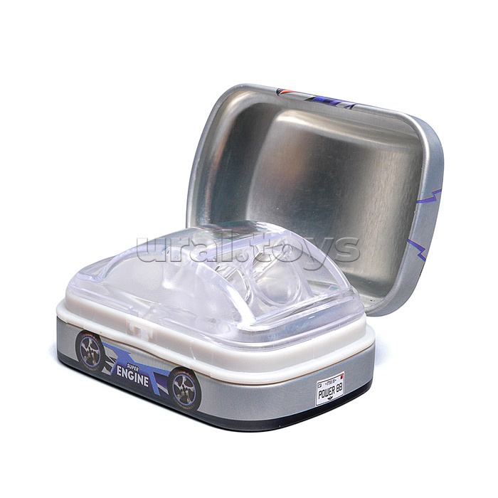 Точилка металлическая "Машинка" 2 отверстия для заточки, 4 дизайна, с контейнером для стружки, картонный дисплей