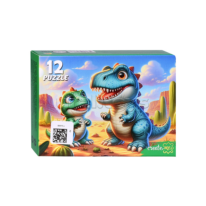 Пазлы 12 "Милые динозаврики"
