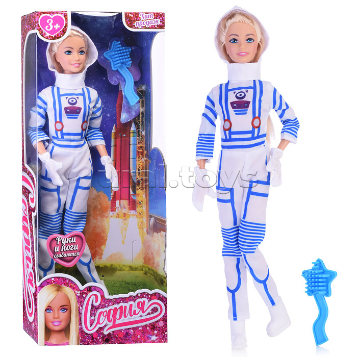 Кукла София 29 см, (руки и ноги сгиб, астронавт, акс,) в коробке