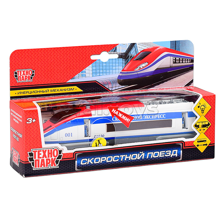 Машина металл Поезд Скоростной, 18,5 см, (свет+звук, откр.двери) инерц., в коробке Машина металл Поезд Скоростной, 18,5 см, (свет+звук, откр.двери) инерц., в коробке