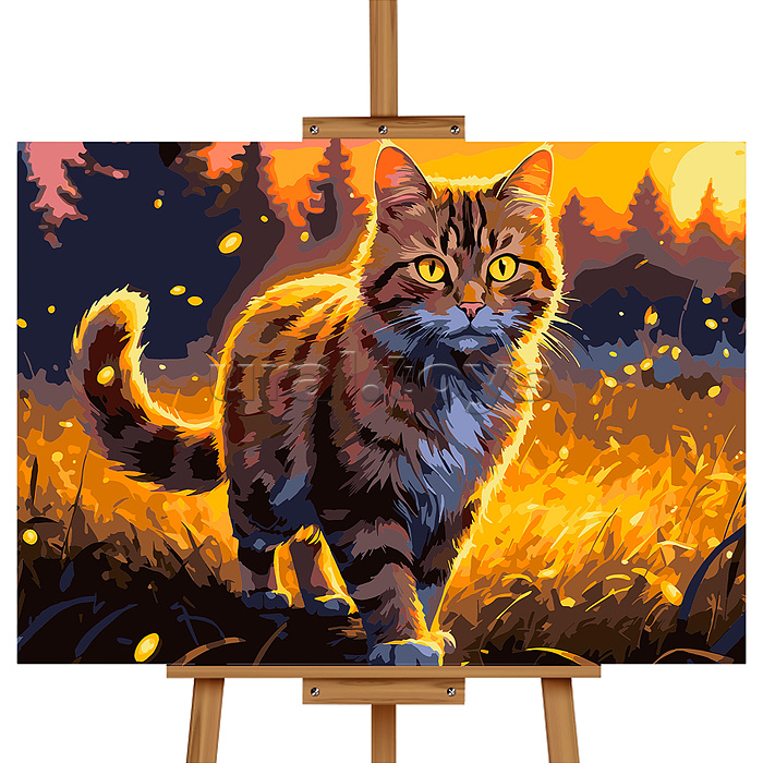 Картина по номерам "Кошка на закате" 50*40 см