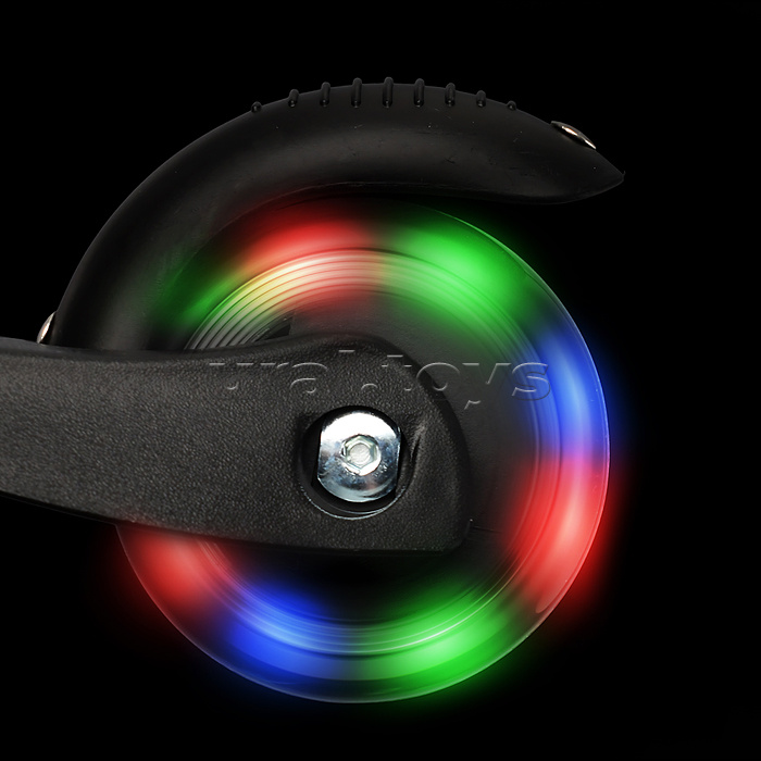 Самокат 3-х колесный ROCKET,колеса PU со светом, светящаяся стойка, ABEC 7, черный