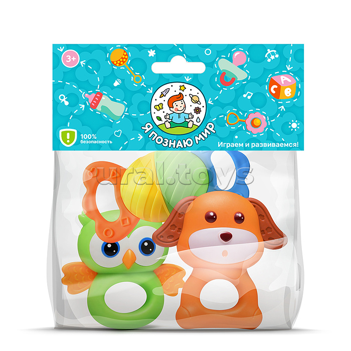 Набор погремушек "Забавные зверята" в пакете