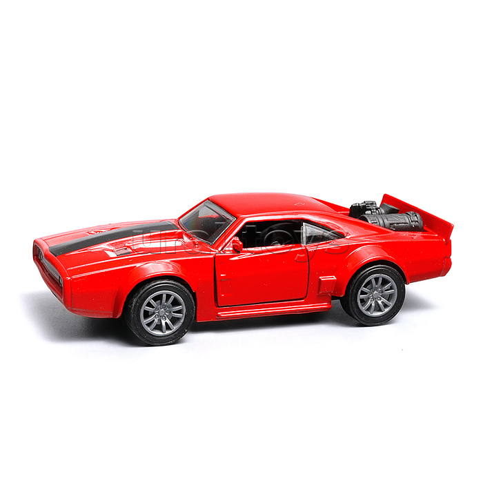 Красная с чёрной полосой инерционная машинка die-cast , 1:32