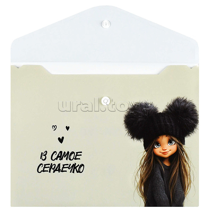 Папка для школьных тетрадей пластиковая "Девчонка в шапке" полипропилен, формат А5, 24x17 см