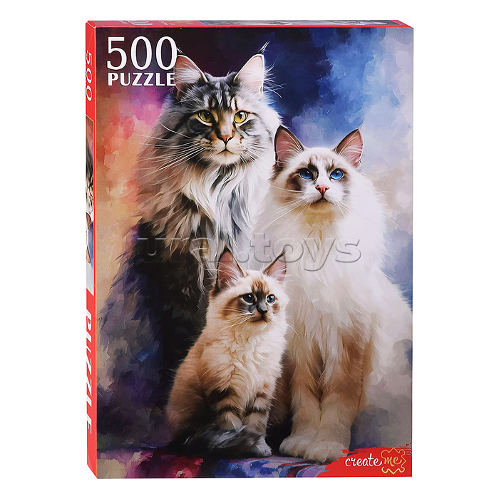 Пазлы 500 "Кошачья семья"