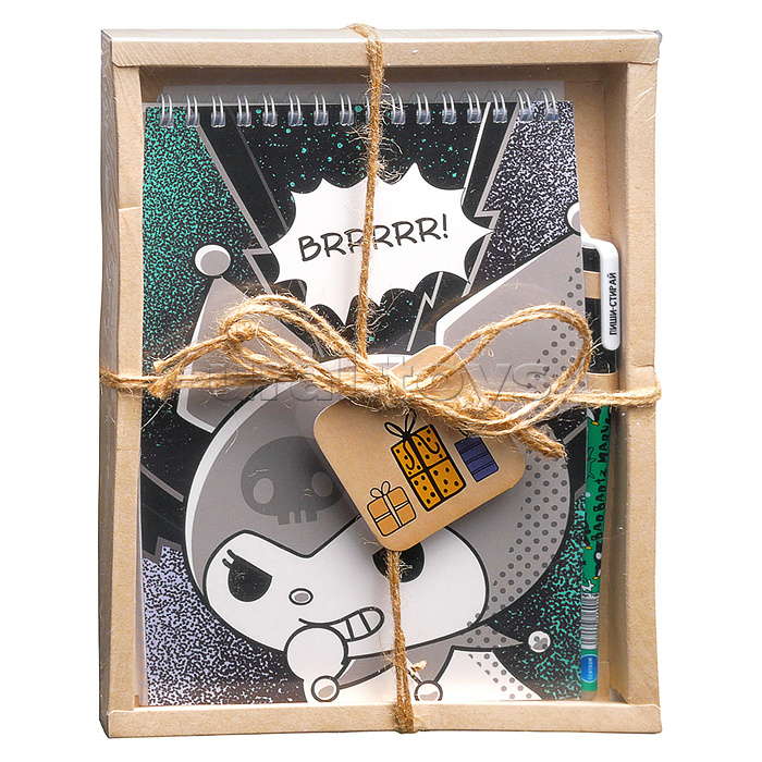 Набор Блокнот "Куроми" А5 60л. в клетку 141х201 мм + Ручка гелевая "Bad Badtz-Maru" со стираемыми чернилами, цвет чернил синий, с игольчатым стержнем в подарочной упаковке