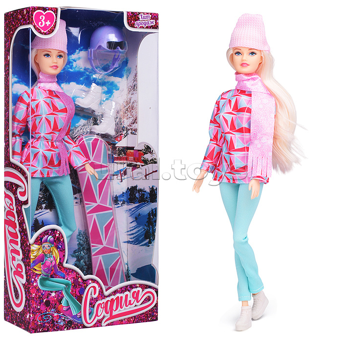 Кукла София 29 см Сноуборд (руки и ноги сгиб., аксесс.) в коробке