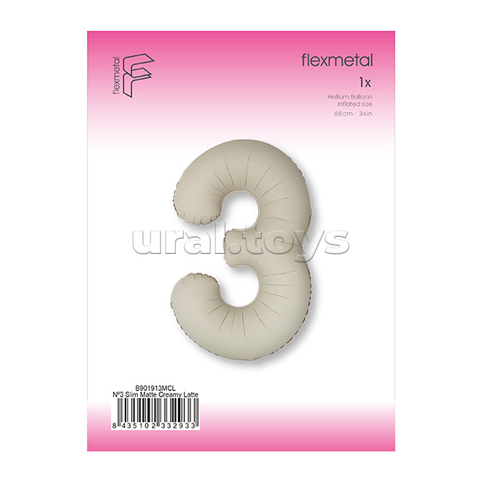 Шар (40''/102 см) Цифра, 3 Slim, Кремовый Латте, Матовый, 1 шт. в уп. Шар (40''/102 см) Цифра, 3 Slim, Кремовый Латте, Матовый, 1 шт. в уп.