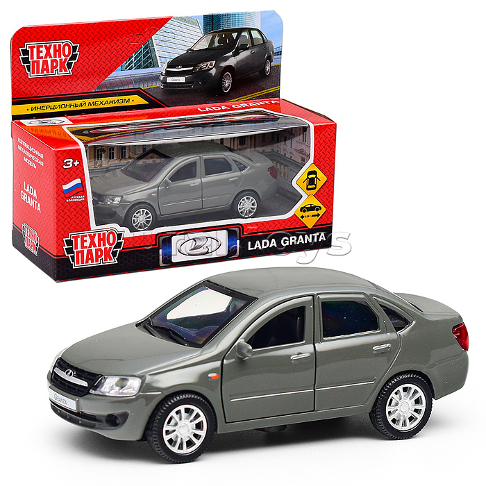 Машина металл LADA Granta 11,5 см, (двери, инерц, серый, ) в коробке