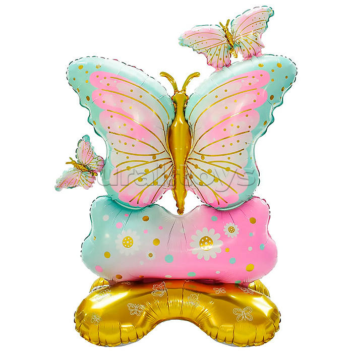 Шар 3D (57''/145 см) Фигура на подставке, Бабочки, 1 шт. в уп.