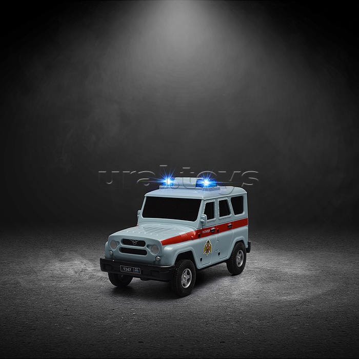 Машина р/у УАЗ Хантер Росгвардия 15 см, свет, серый, в коробке
