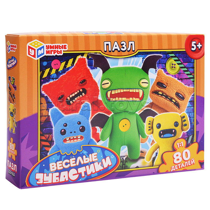 Пазлы 80 "Весёлые зубастики"