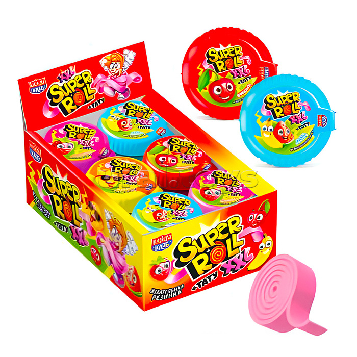 Жевательная резинка с татуировкой "Super Roll tattoo XXL" ассорти 19гр*24шт