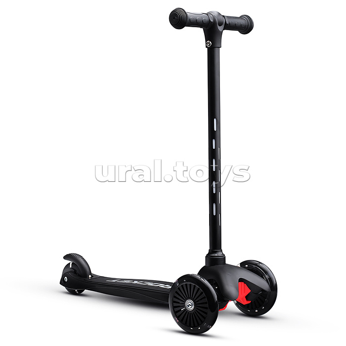 Самокат 3-х колесный ROCKET,колеса PU со светом, светящаяся стойка, ABEC 7, черный
