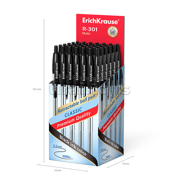 Ручка шариковая автоматическая ErichKrause® R-301 Matic 1.0, цвет чернил черный (в коробке по 50 шт.)