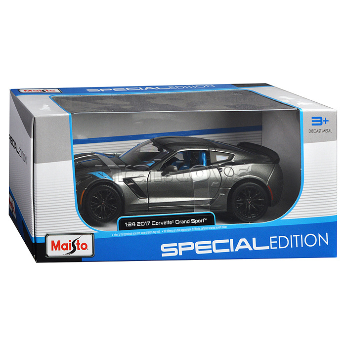 Машинка die-cast 2017 Corvette Grand Sport, 1:24, серебристая, открывающиеся двери