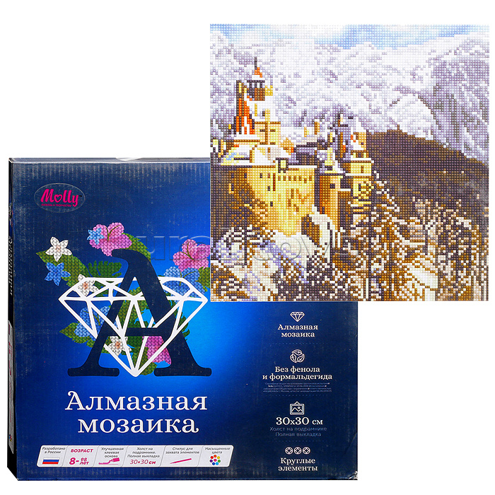 Алмазная мозаика 30х30 "Замок Дракулы в Румынии" (28 цветов)