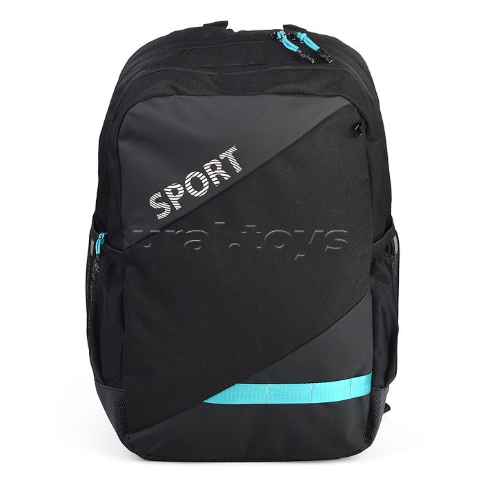 Рюкзак "Sport" подростковый 40x31x20 см (18 л) 500 г, текстильный, 1 отделение на молнии с уплотненным отделением для ноутбука до 15 дюймов и книг, 1 передний карман на молнии, 2 боковых кармана, уплотненная вентилируемая спинка с пластиковой вставкой, уп