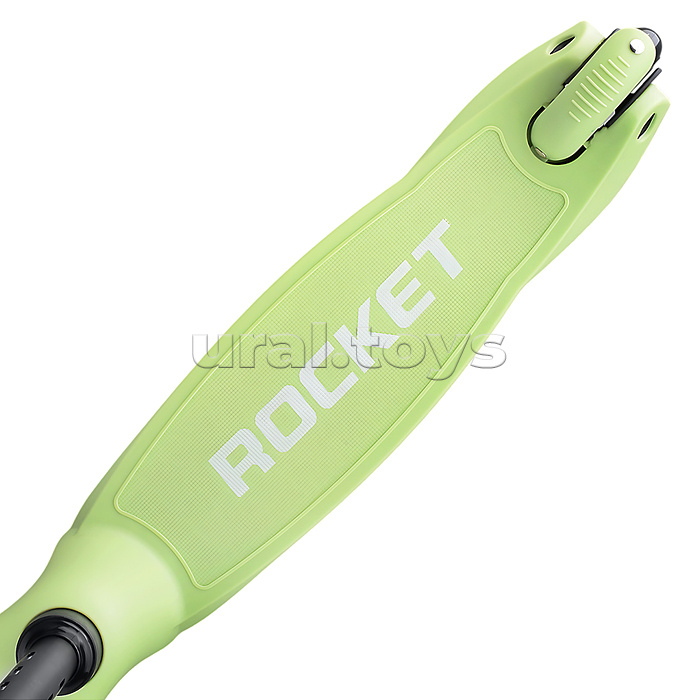 Самокат 3-х колесный ROCKET,колеса PU со светом, светящаяся стойка, ABEC 7, зеленый