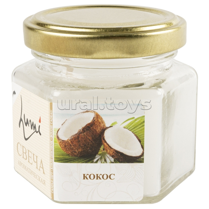 Свеча ароматическая в банке "Кокос" 5х6 см, 1 шт. с держат. Свеча ароматическая в банке "Кокос" 5х6 см, 1 шт. с держат.