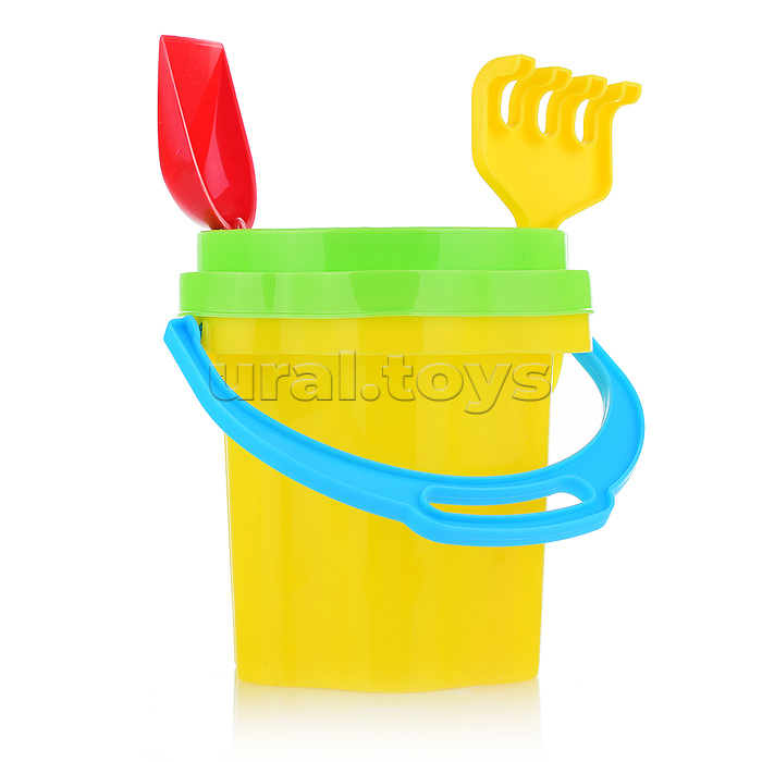 Песочный набор №106 (ведро 0,3 л, сито, совок, грабли, машинка "Бублик")