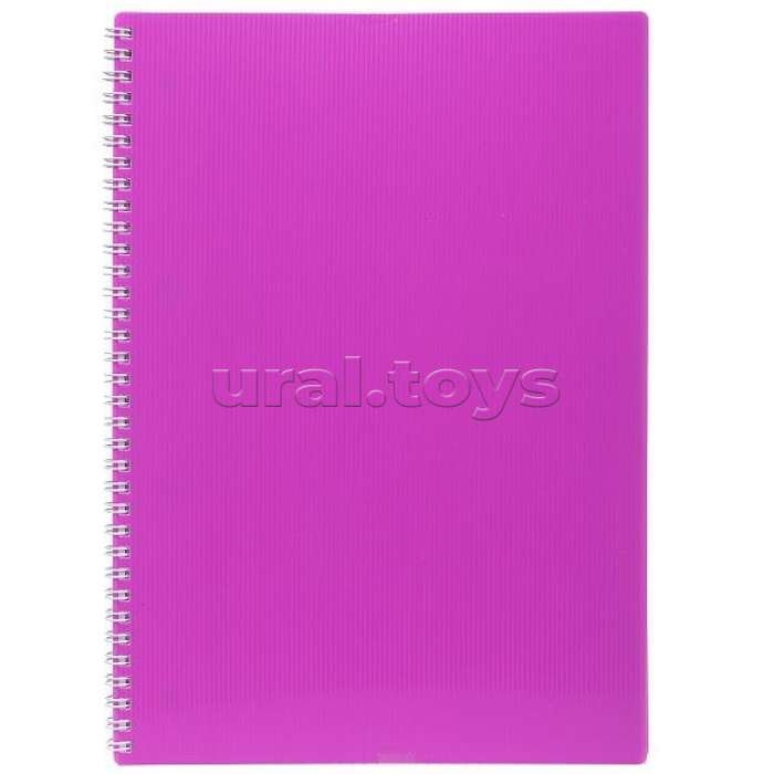 Тетрадь 80л. А4 клетка "Line neon" на гребне многоуровневая перфорация пластиковая обложка розовая