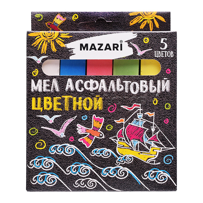 Мел асфальтовый цветной, 5 цветов, коробка картонная c европодвесом