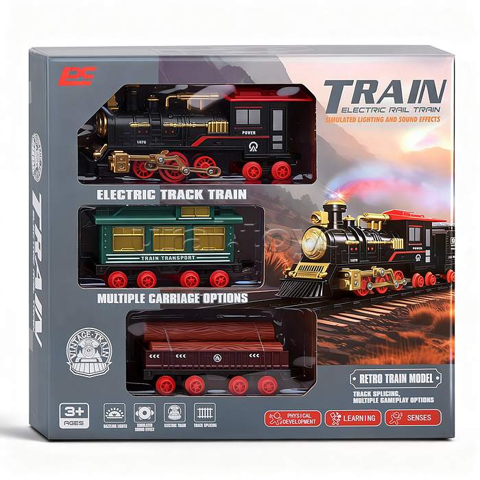 Железная дорога "Поезд и пути-1" (свет, распылитель) в коробке