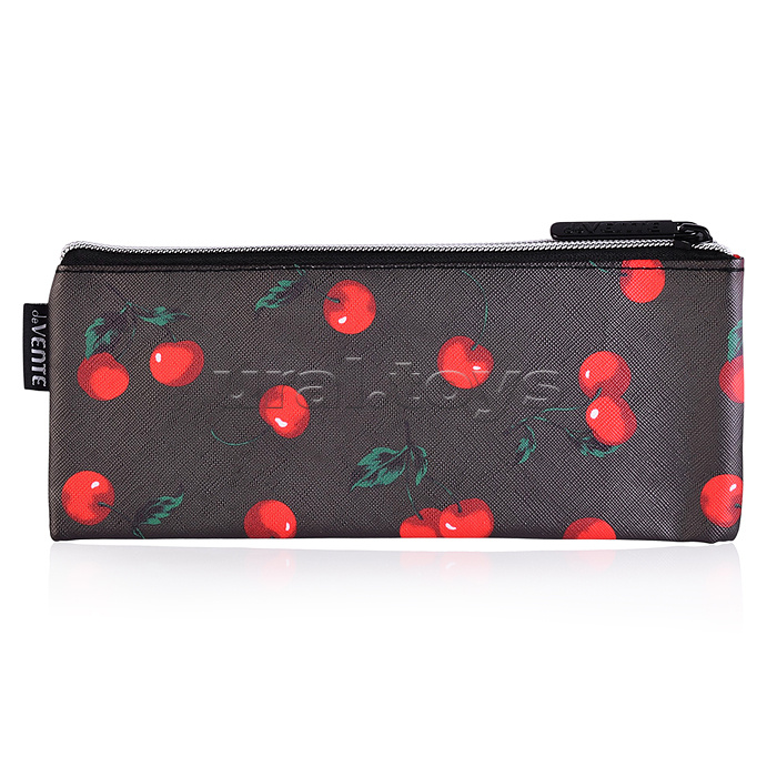 Пенал "Limited Edition Very Cherry" 215x90x10 мм плоский, антивандальная искусственная кожа с тиснением до -40C, отделение на молнии сверху, плоский для 35 предметов, полноцветная печать