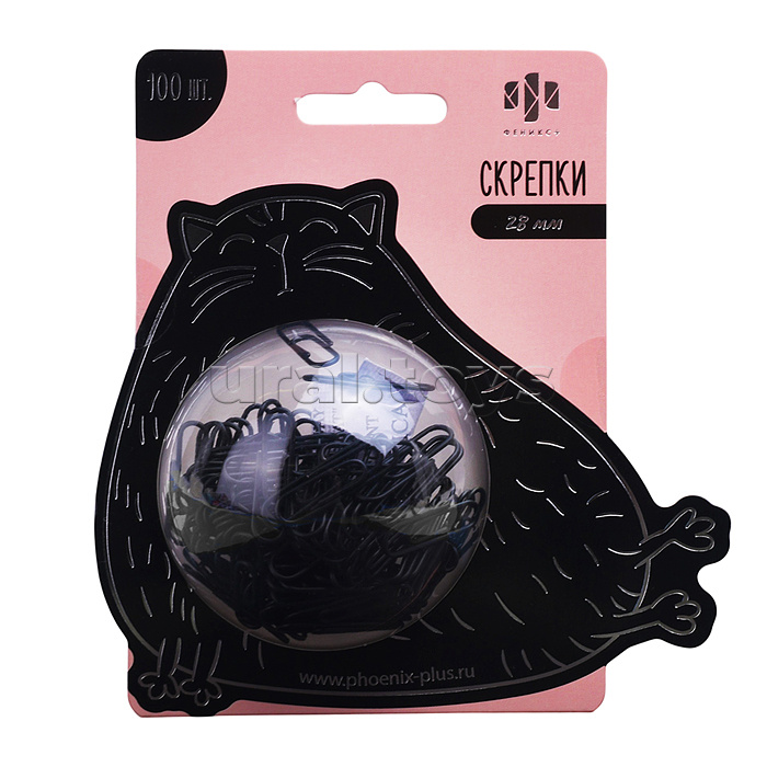 Скрепки канцелярские "Черный котик" (100 шт. в наборе)