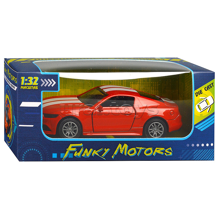 Красная инерционная машинка Спорткар с дизайном die-cast,1:32, открывающиеся двери